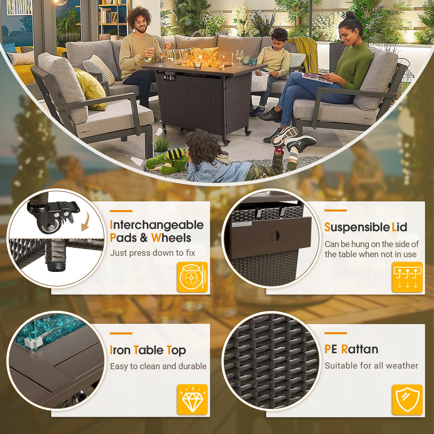 homall-feuertisch-rattan-gas-50000-btu-braun-rollen image 6