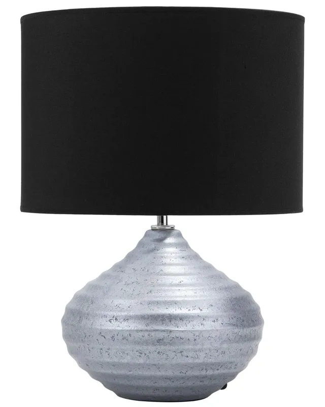 beliani-kuban-tischlampe-silber-schwarz-keramik-e27 image 1