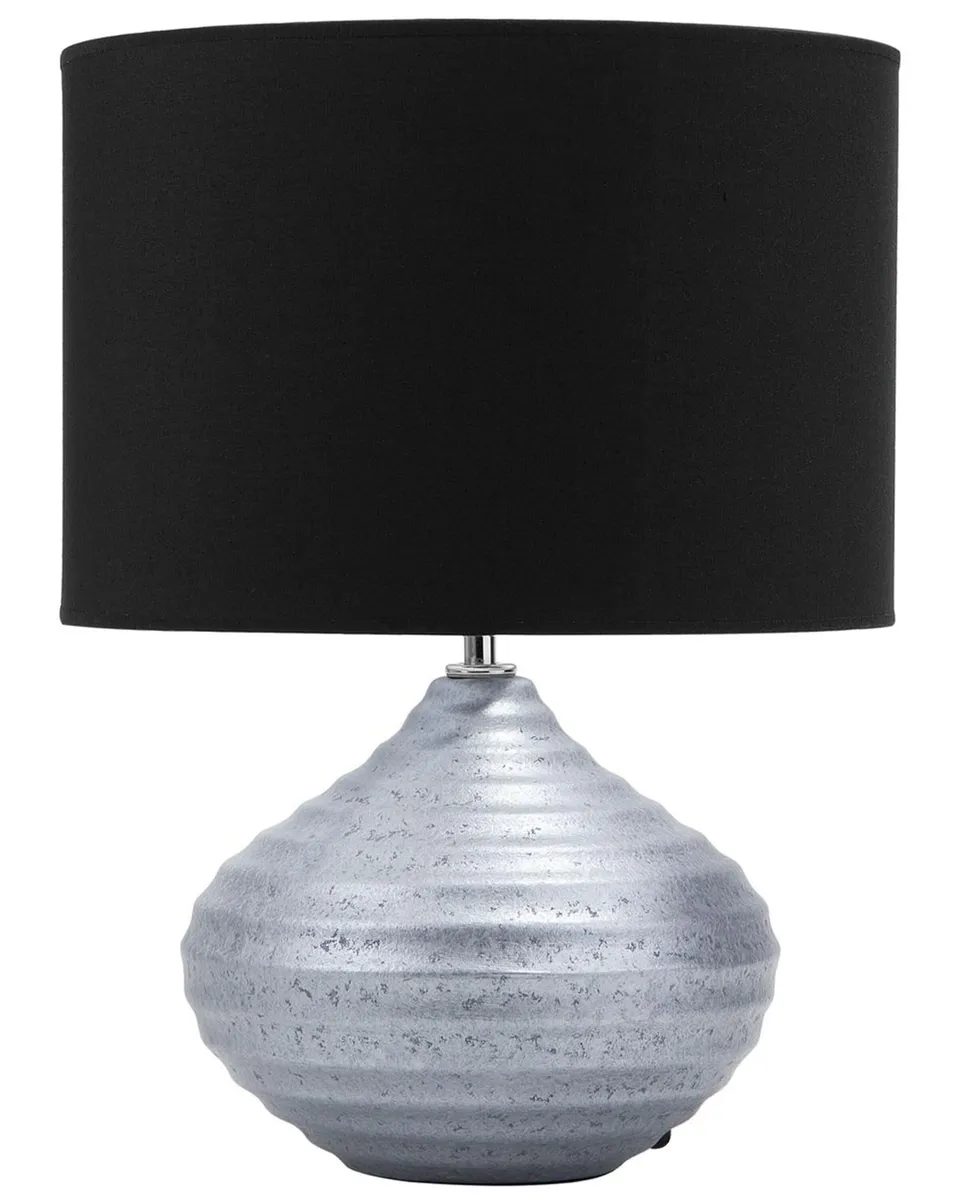 beliani-kuban-tischlampe-silber-schwarz-keramik-e27 image 1
