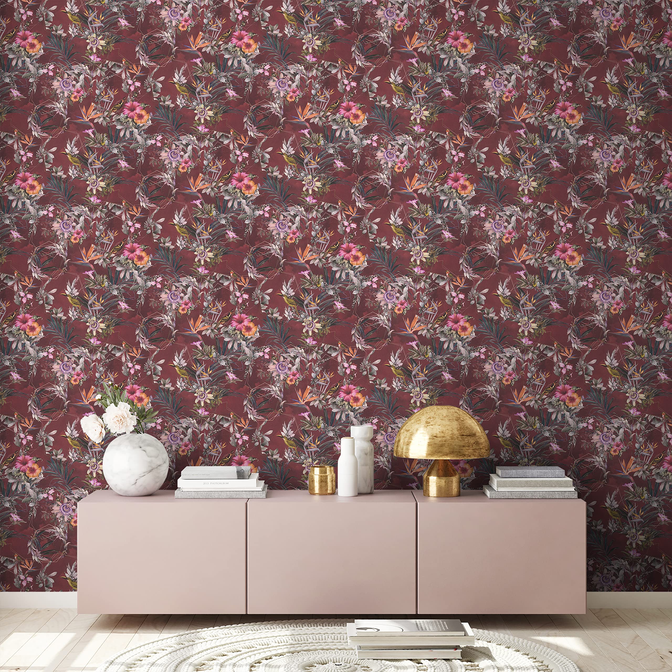 a-s-cr-ation-dream-flowery-381785-vogeltapete-rot-vlies image 5