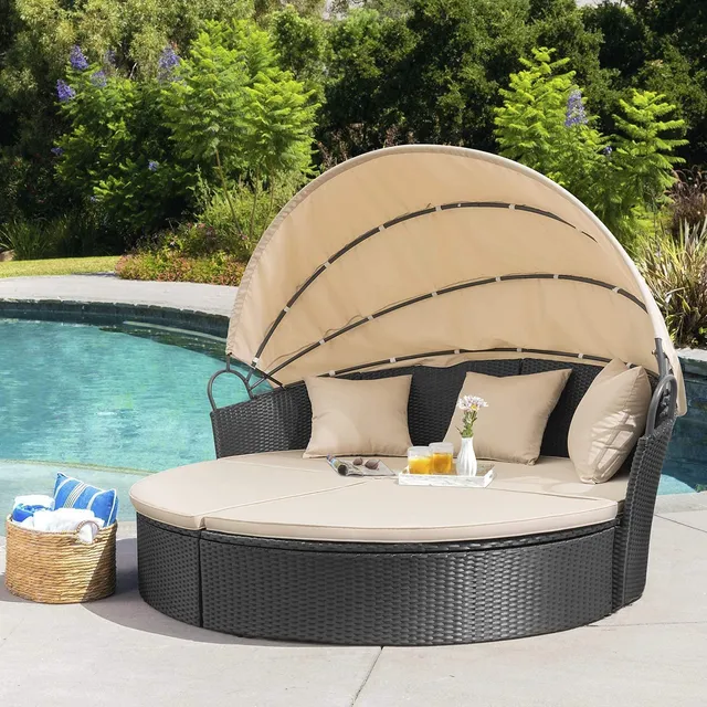 homall-daybed-sonneninsel-rattan-rund-mit-baldachin-garten image 1
