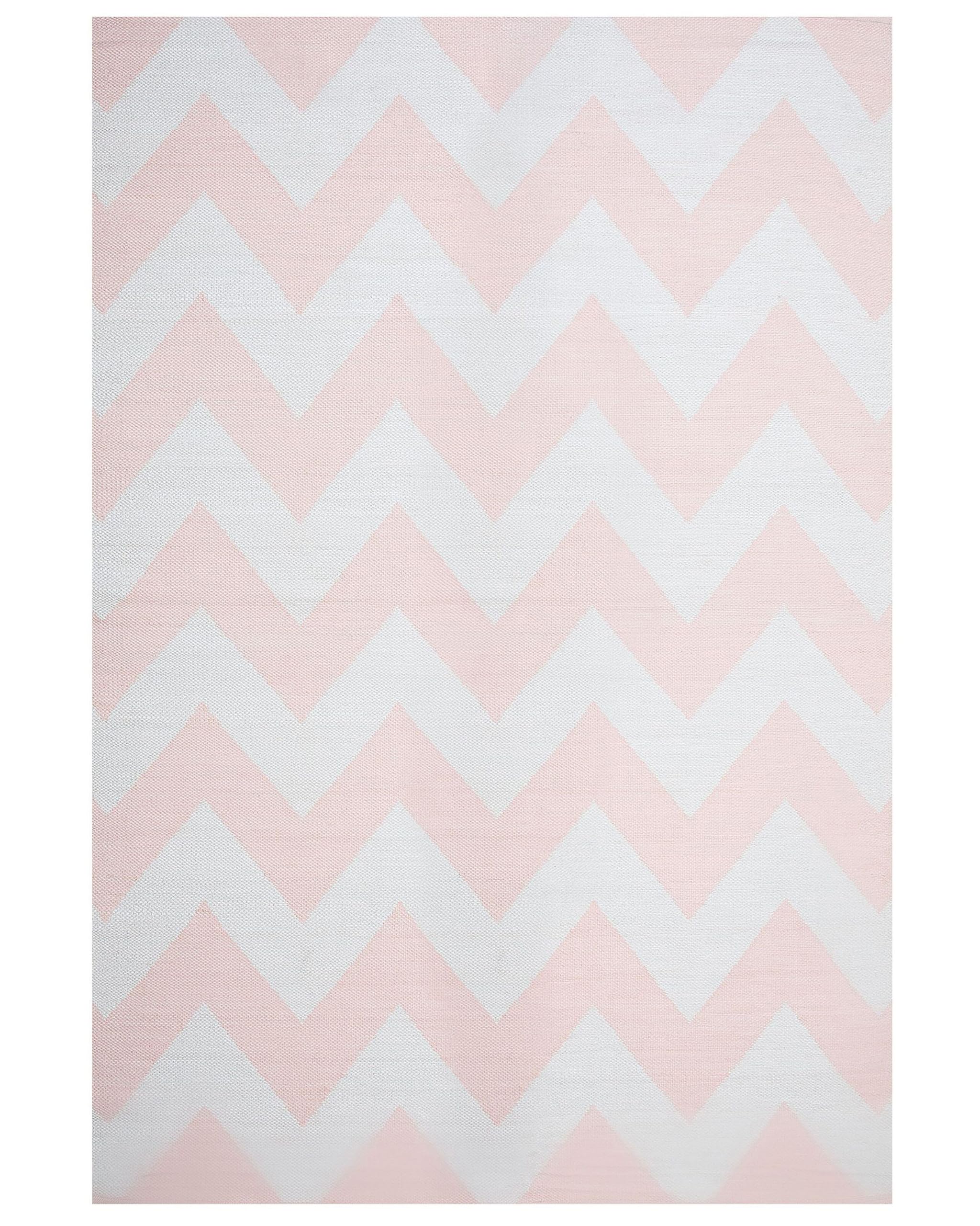beliani-konarli-teppich-140x200-rosa-zickzack-handgewebt image 1