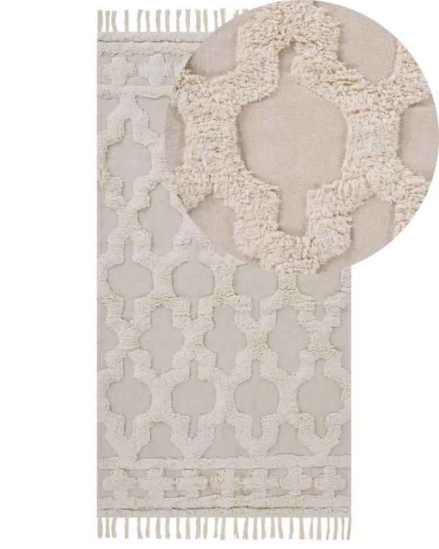 beliani-suluova-teppich-baumwolle-beige-80x150-marokkanisch image 1