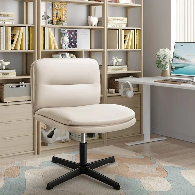 homall-office-leather-chair-b-rostuhl-beige-ohne-rollen image 3
