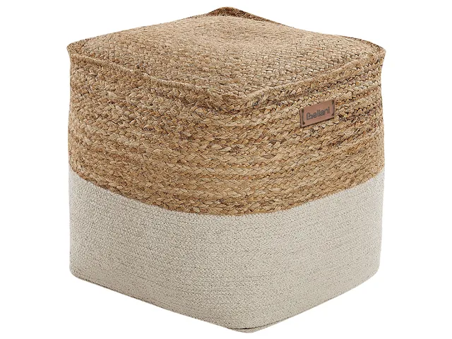 beliani-kirama-pouf-quadratisch-beige-jute-baumwolle image 1