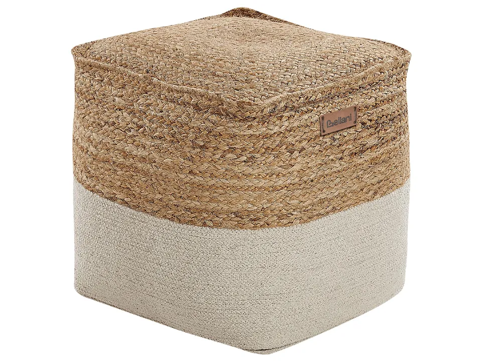 beliani-kirama-pouf-quadratisch-beige-jute-baumwolle image 1