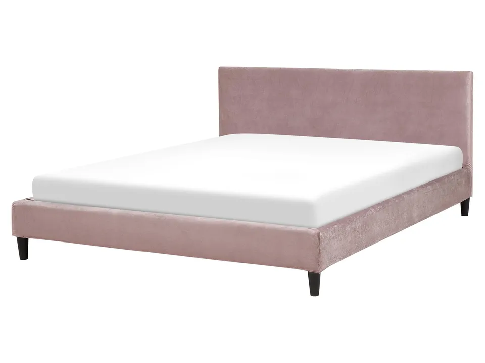 beliani-fitou-samtbett-160x200-rosa-mit-abnehmbarem-bezug image 1