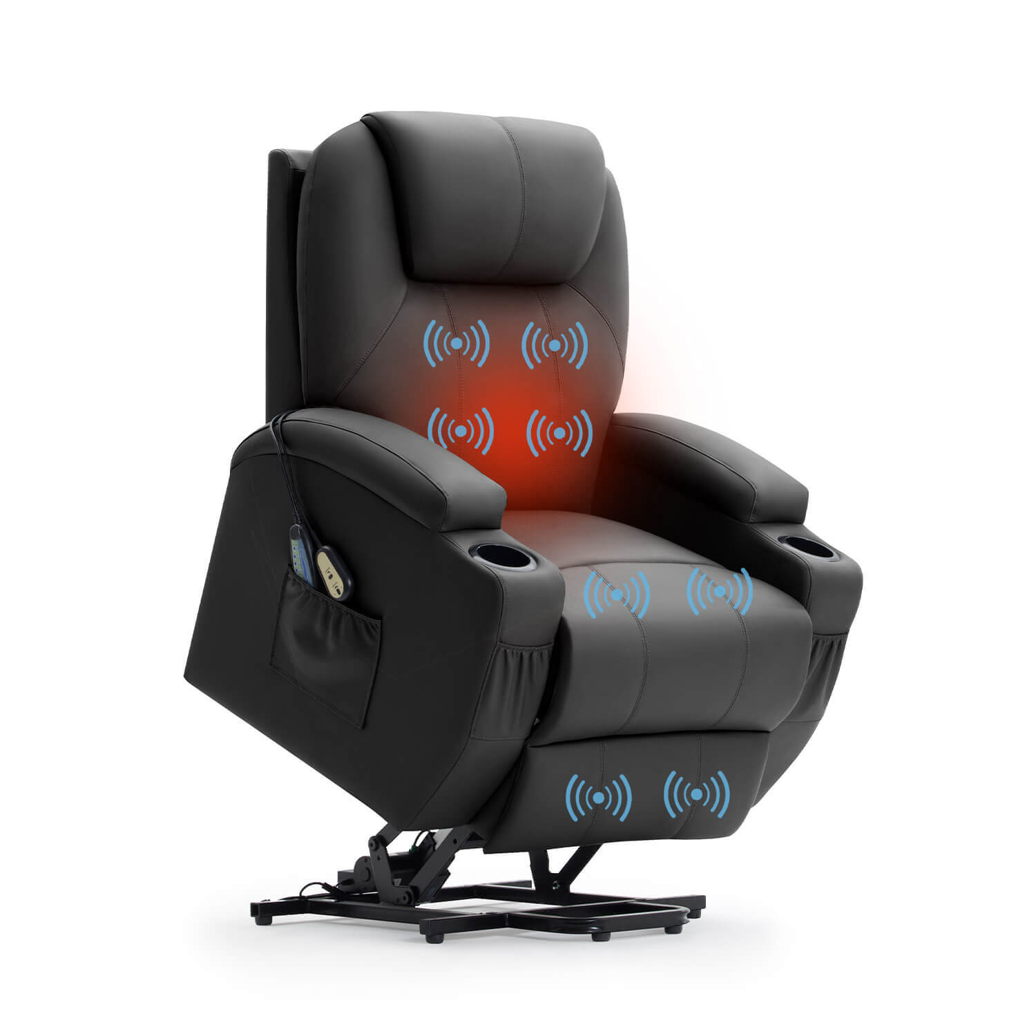 homall-recliner-aufstehsessel-kunstleder-schwarz-massage-heizung image 1