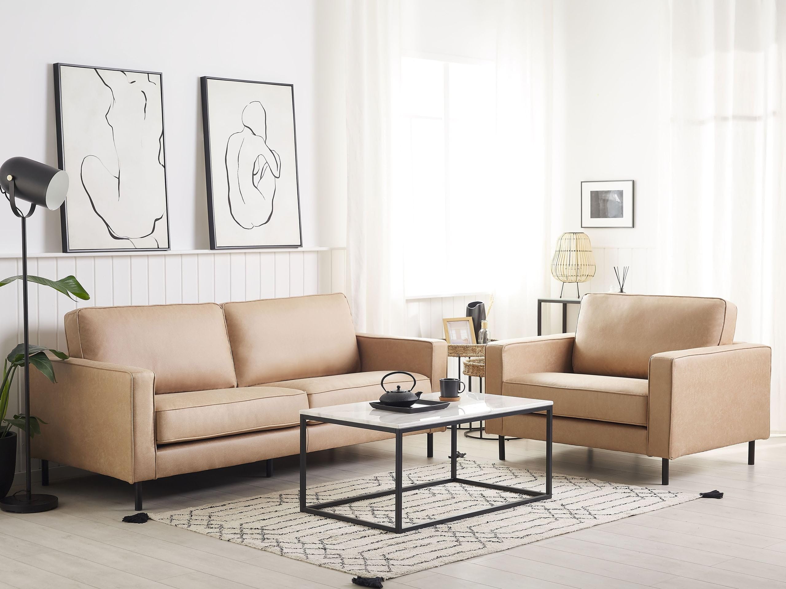 beliani-sessel-savalen-ledersessel-beige-kunstleder-1-sitzer image 2