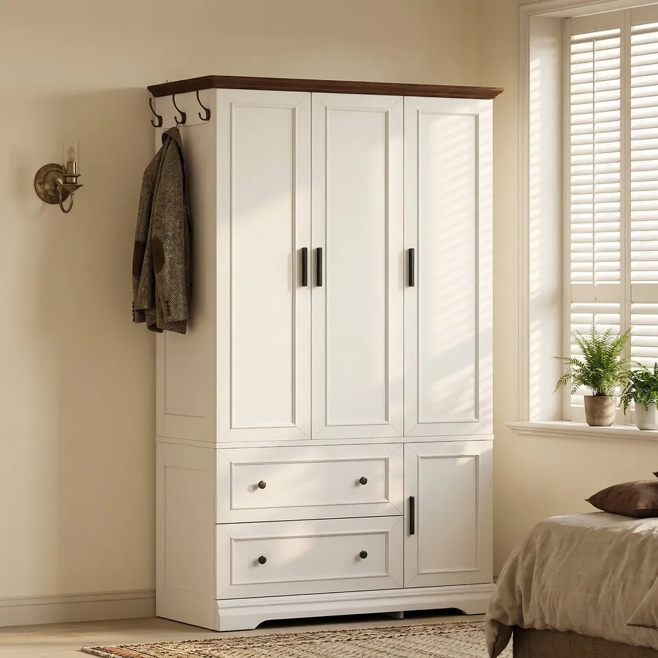 homall-bedroom-kleiderschrank-wei-3-t-rig-mit-schubladen image 1