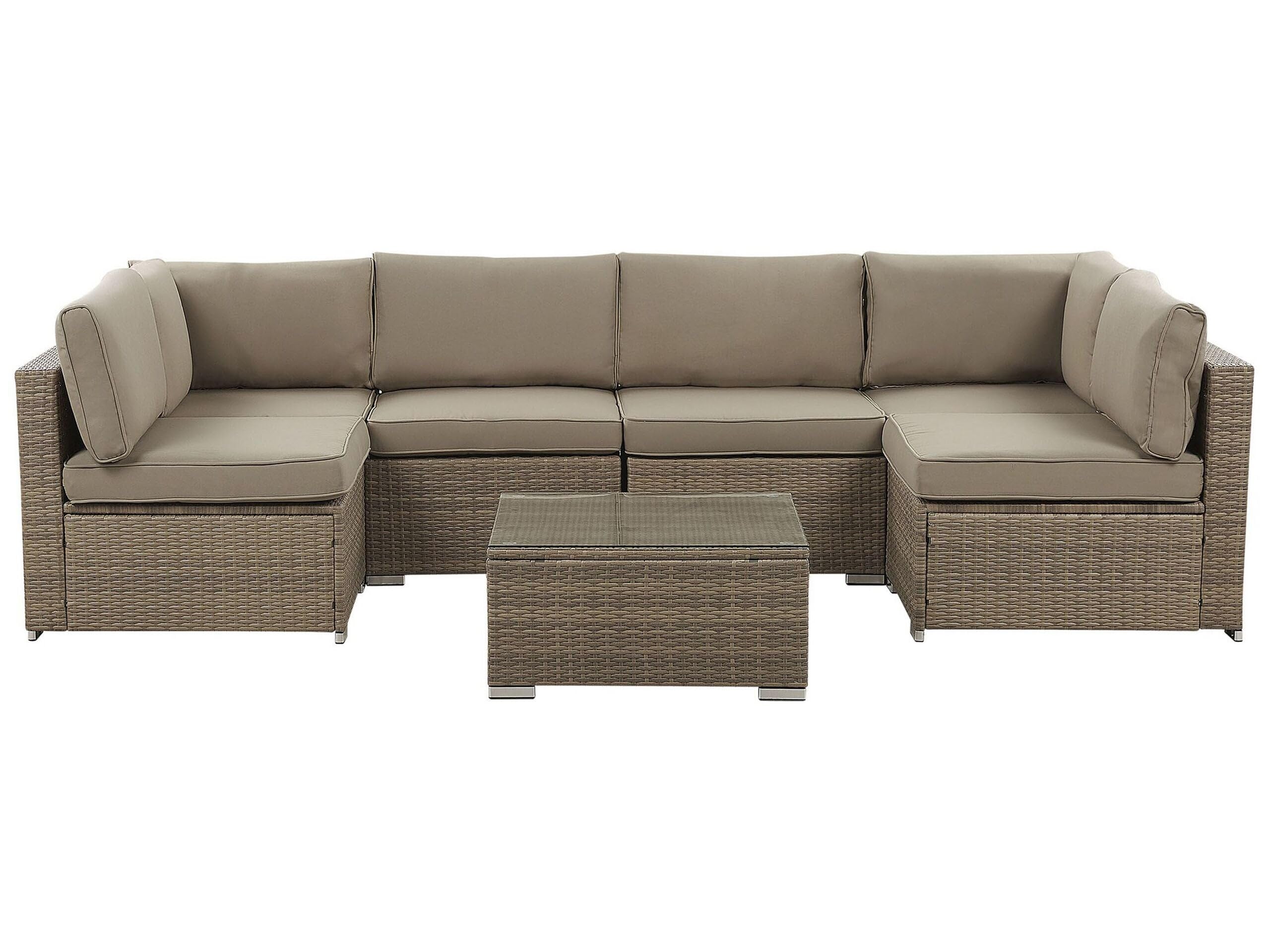 beliani-belvedere-lounge-set-rattan-braun-6-personen image 1