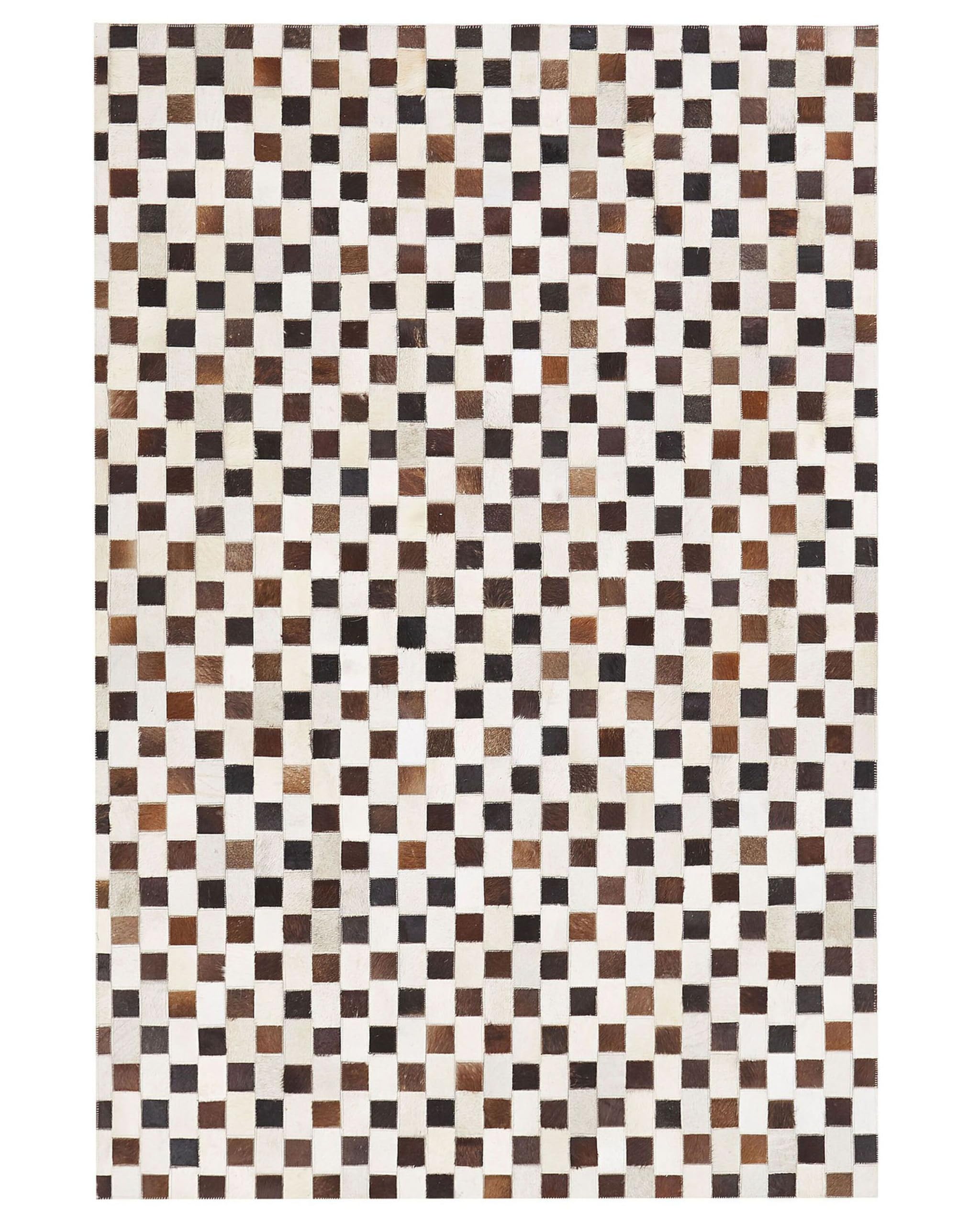 beliani-kayabey-kuhfell-teppich-140x200-braun-patchwork image 1