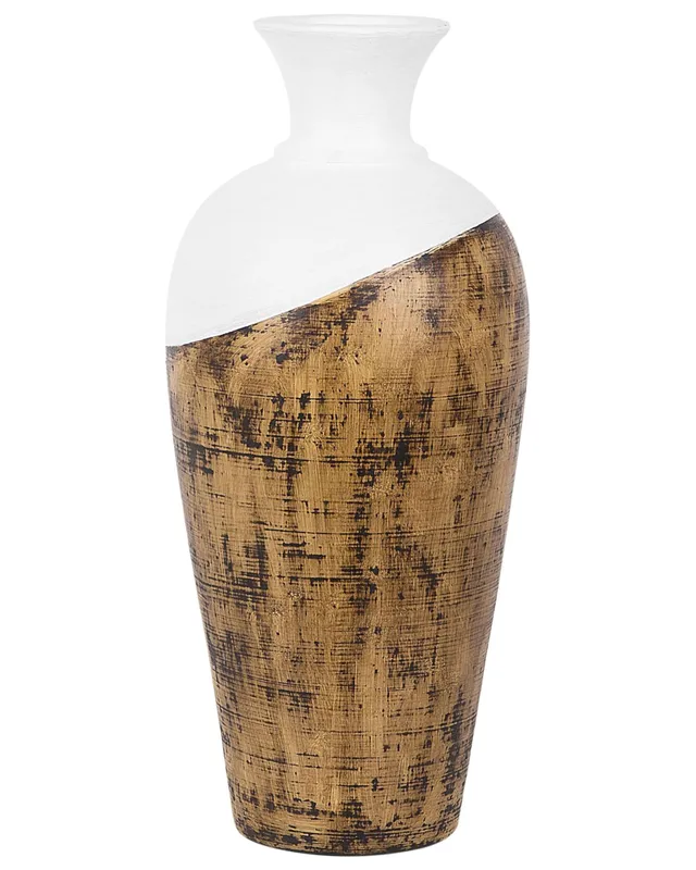beliani-terrakotta-vase-braun-wei-used-look-deko image 1