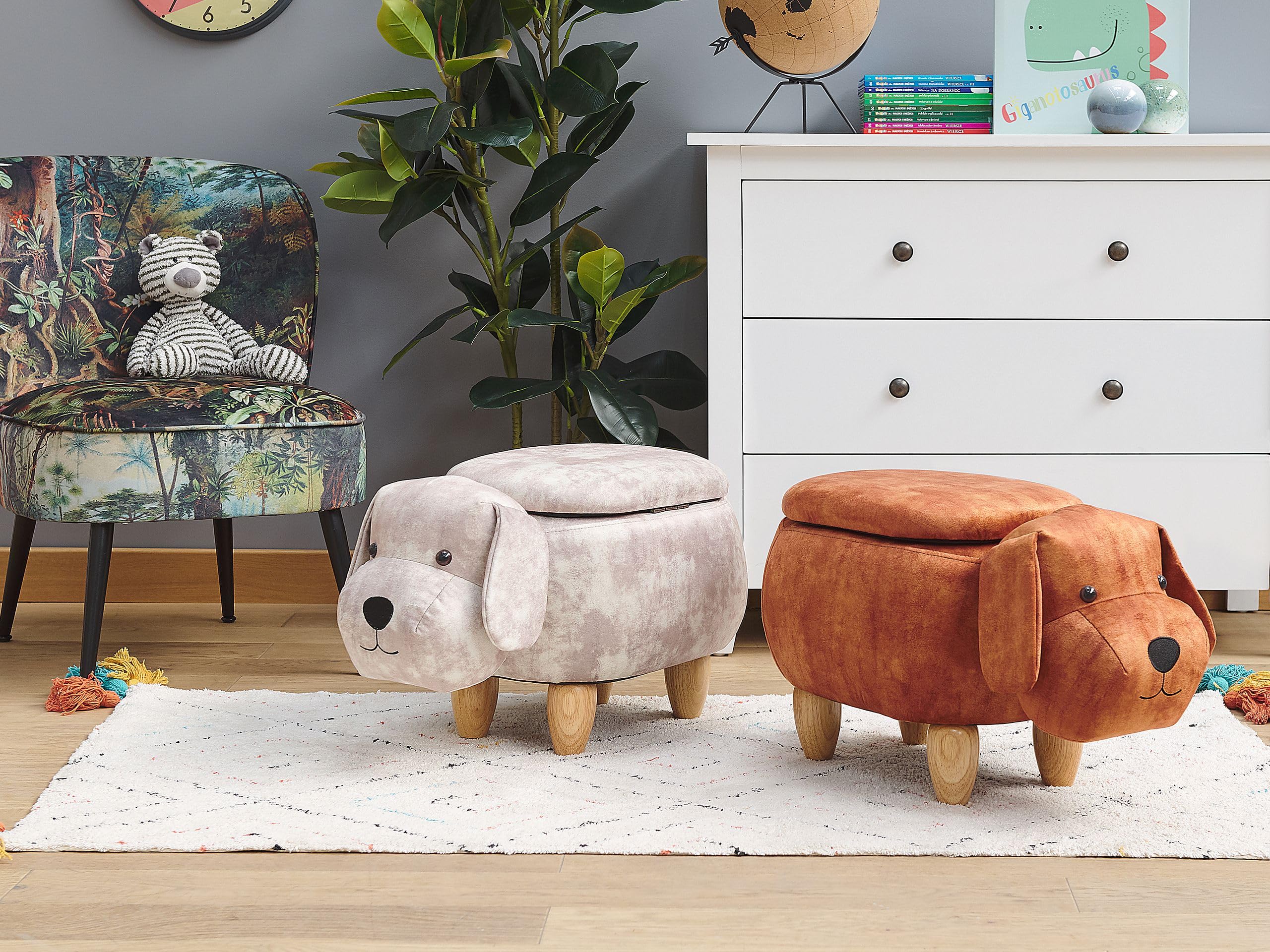 beliani-doggy-kinder-hocker-hund-beige-samt-mit-stauraum image 2