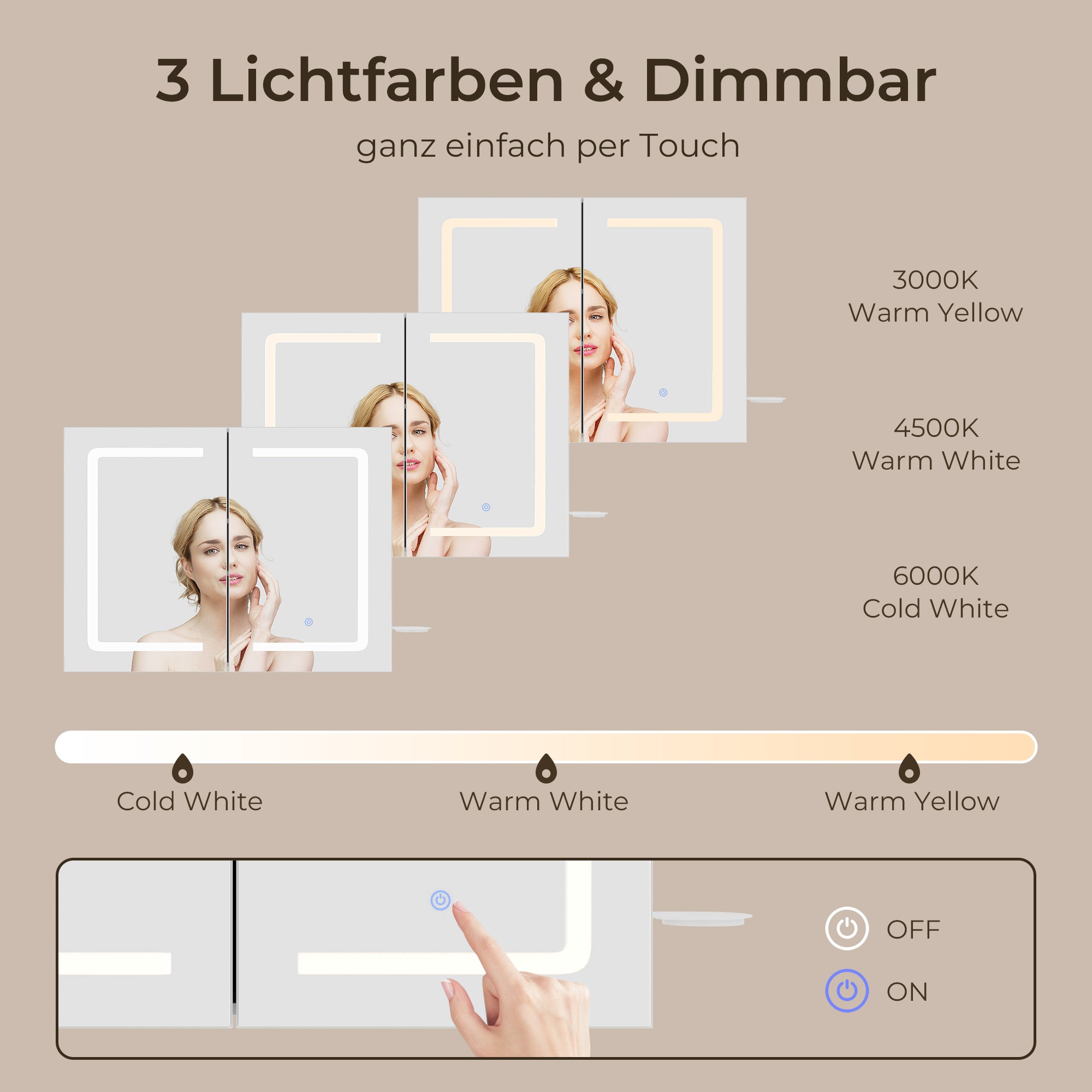 bealife-ap85-spiegelschrank-80-cm-wei-mit-led-3-lichtfarben image 4