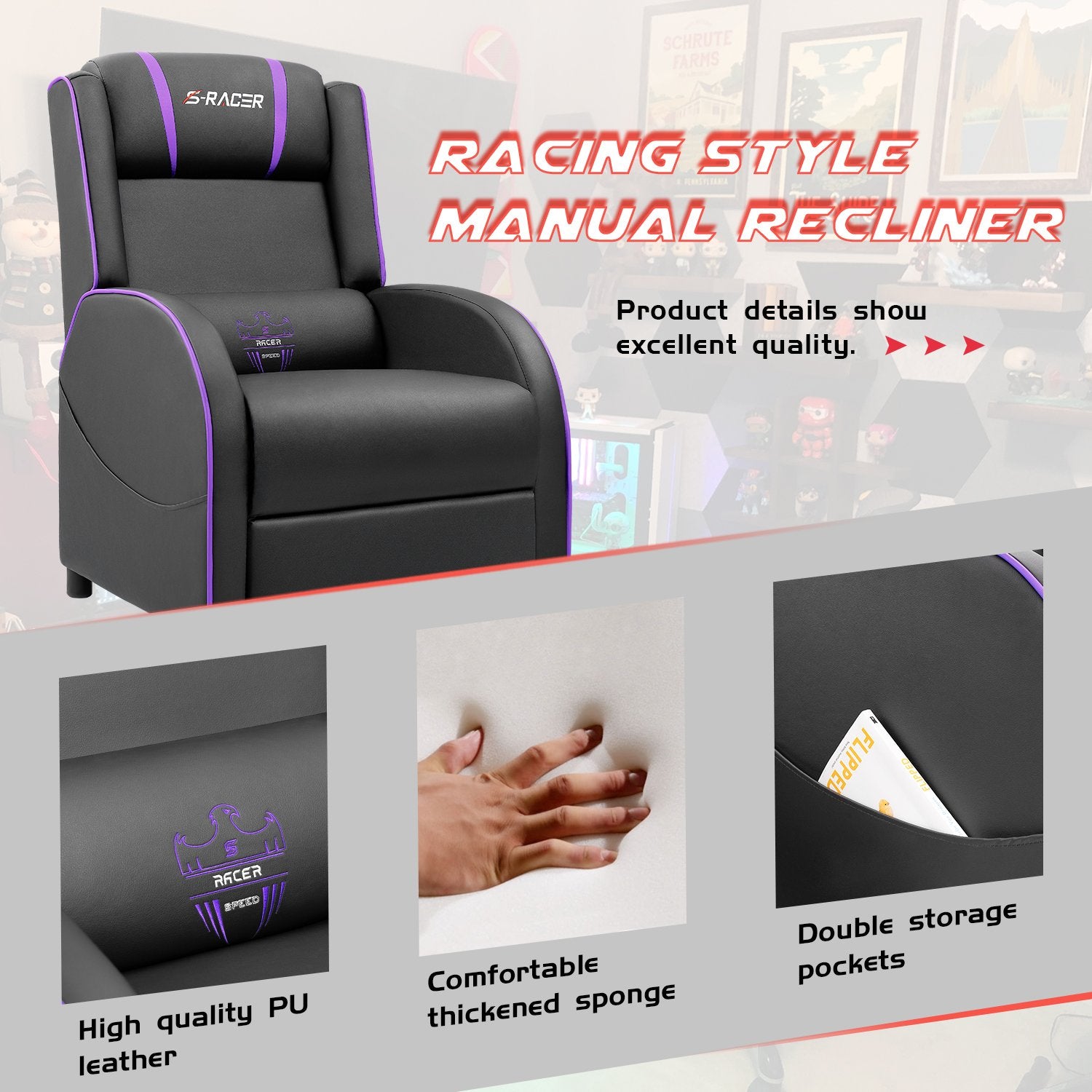homall-gaming-recliner-gaming-sessel-blau-aus-kunstleder image 5