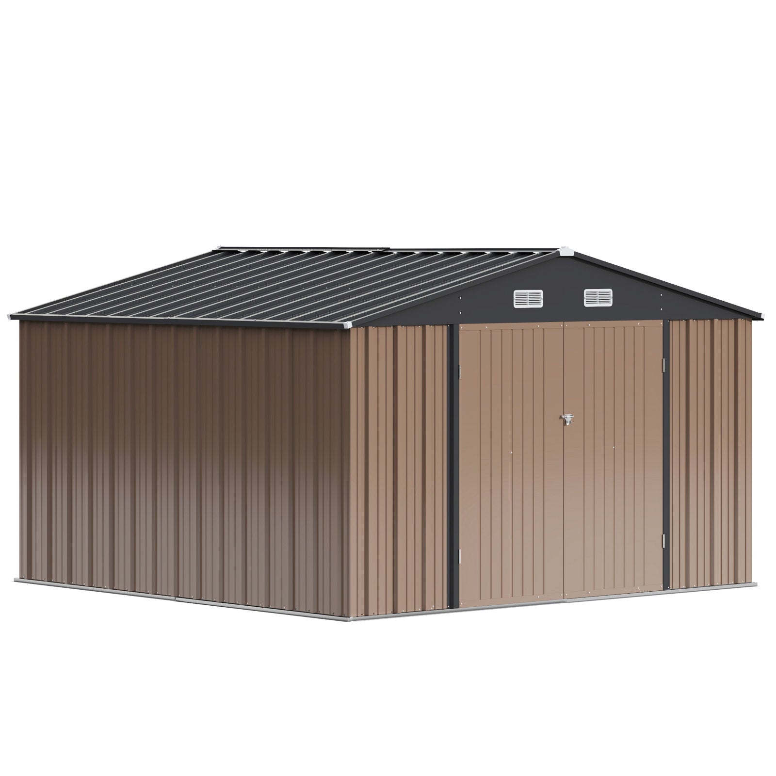 homall-metal-shed-ger-tehaus-metall-braun-10x10-ft image 3