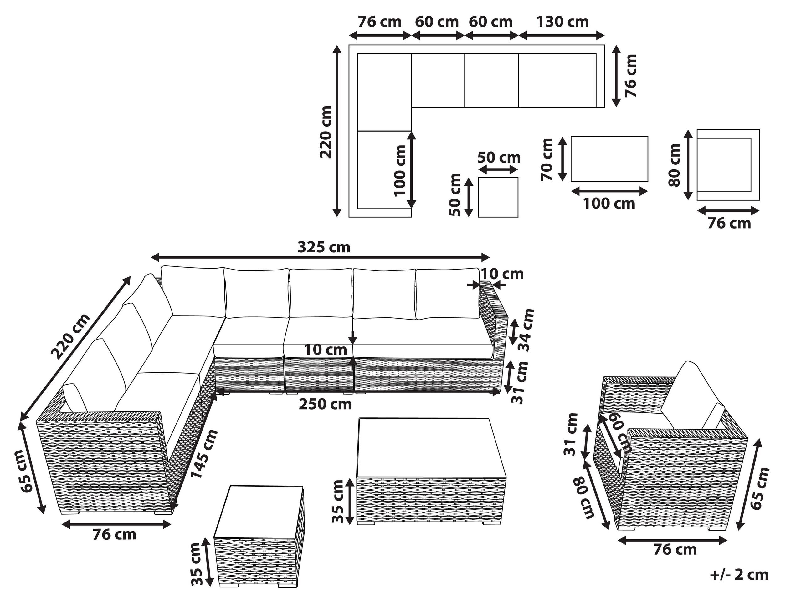beliani-lounge-set-braun-beige-xxl-modular-8-pers image 3