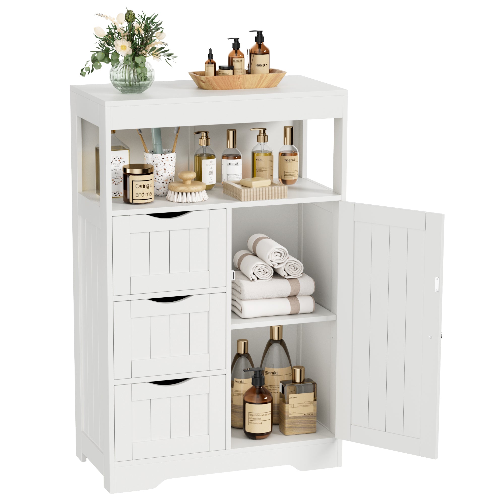 homall-shelf-badezimmerschrank-wei-mit-3-schubladen image 1