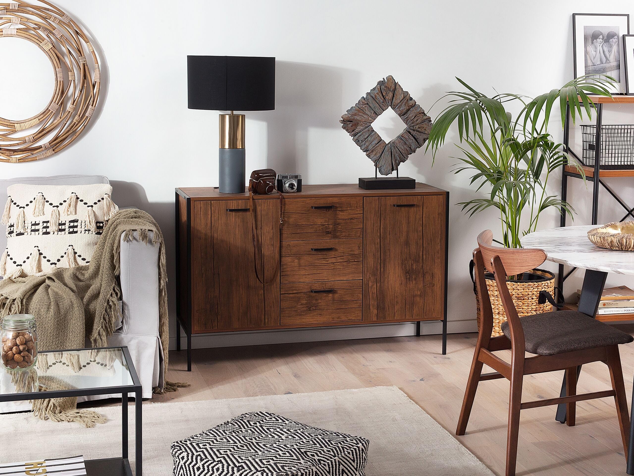 beliani-tifton-sideboard-braun-schwarz-123-cm image 2