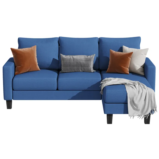 homall-sofa-ecksofa-stoff-grau-3-sitzer-mit-chaiselongue image 1