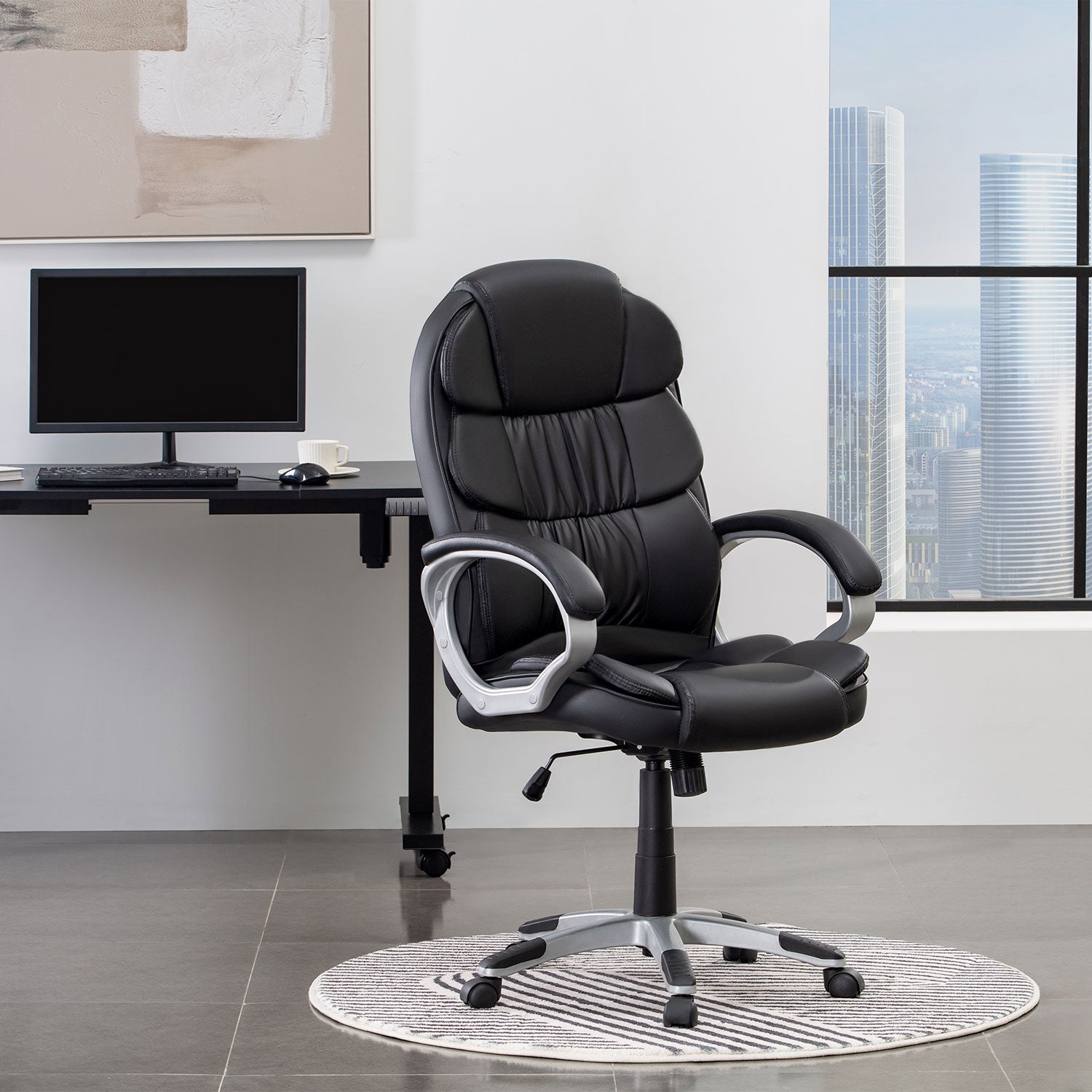 homall-office-leather-chair-b-rostuhl-kunstleder-schwarz-2 image 3