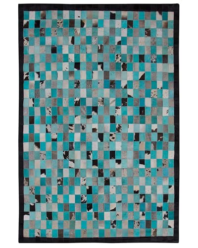 beliani-nikfer-teppich-160x230-t-rkis-grau-leder-patchwork image 8