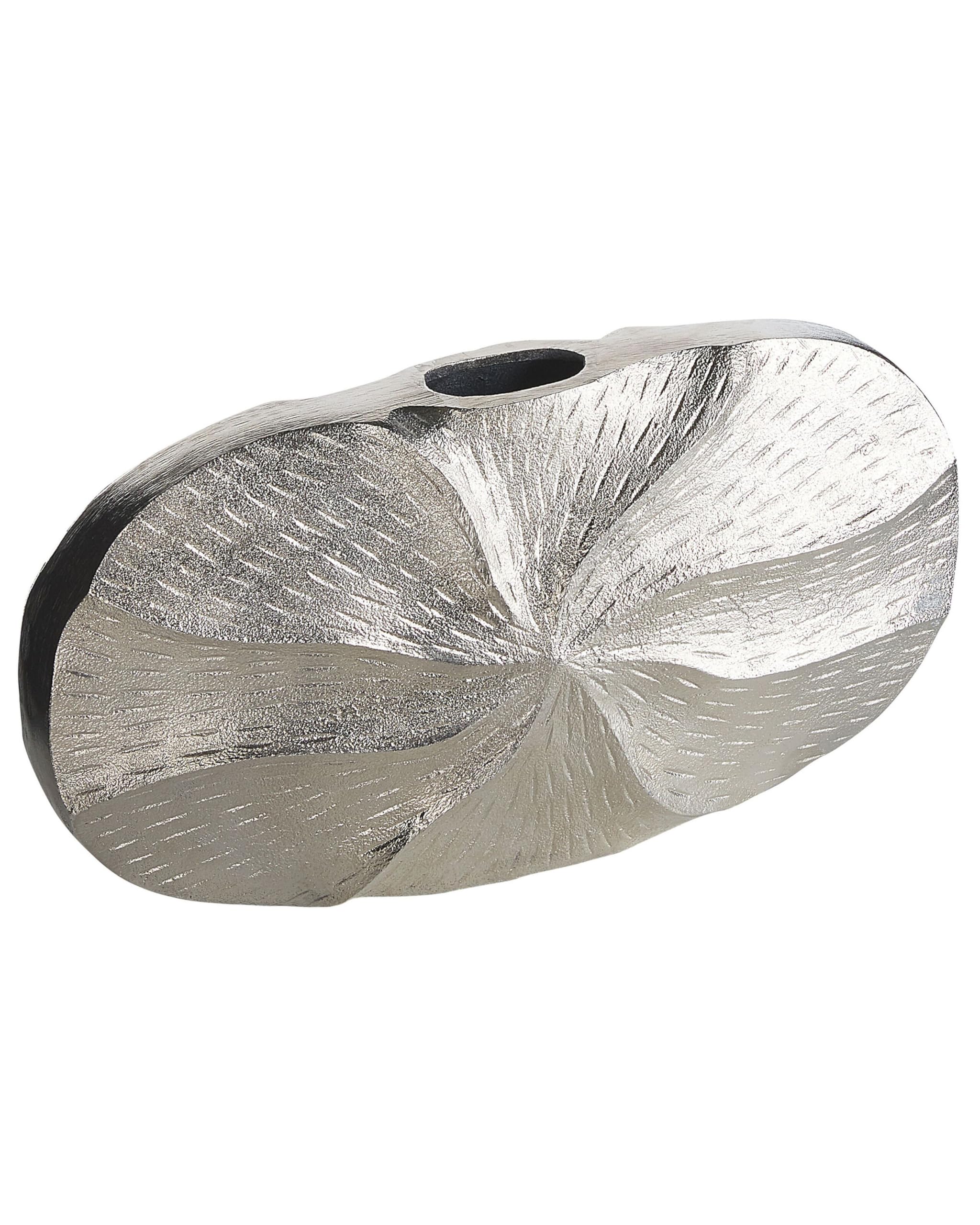 beliani-vase-urgench-blumenvase-aluminium-silber-21-cm-handarbeit image 1