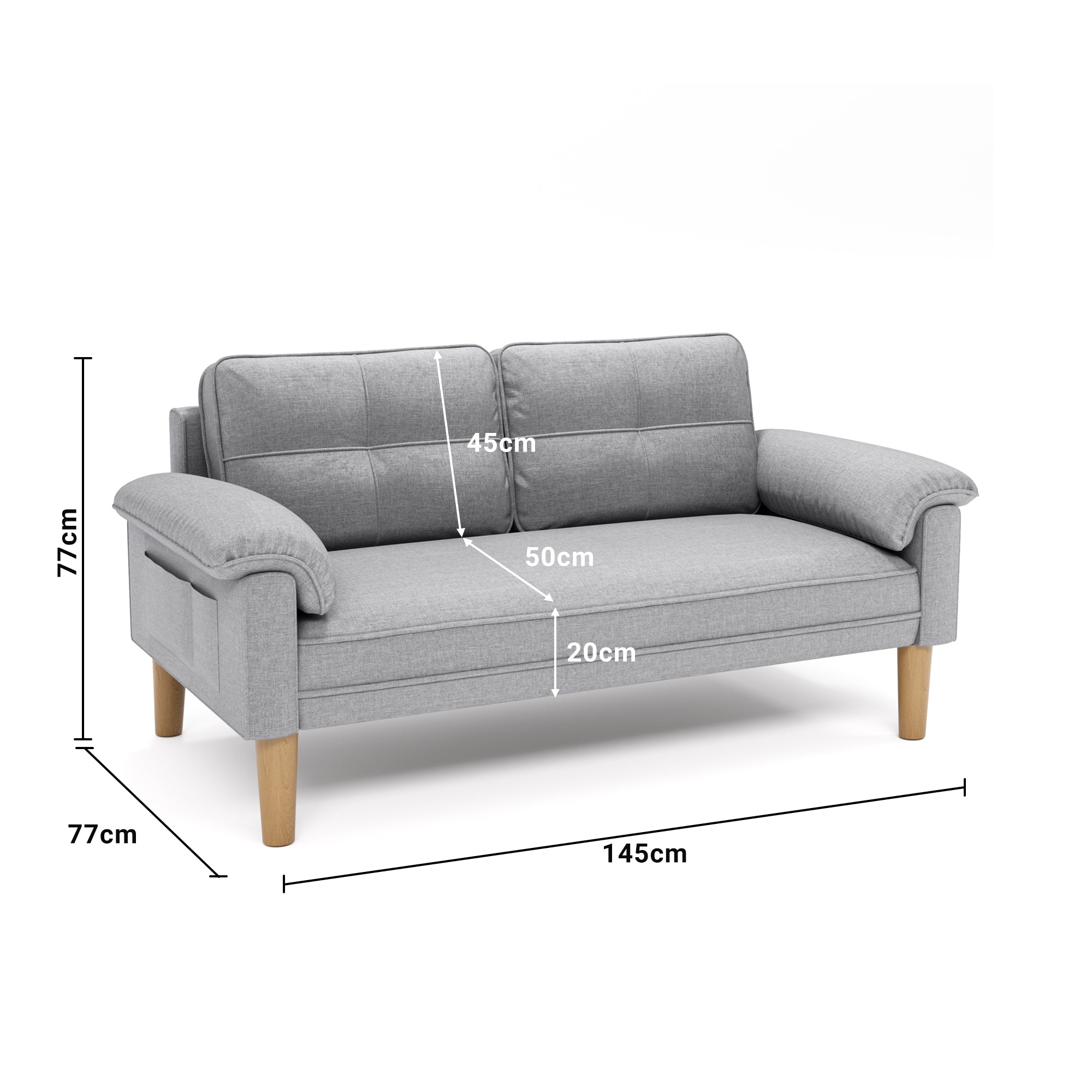 bealife-ar71-sofa-2-sitzer-grau-145x77x77-mit-seitentaschen image 3