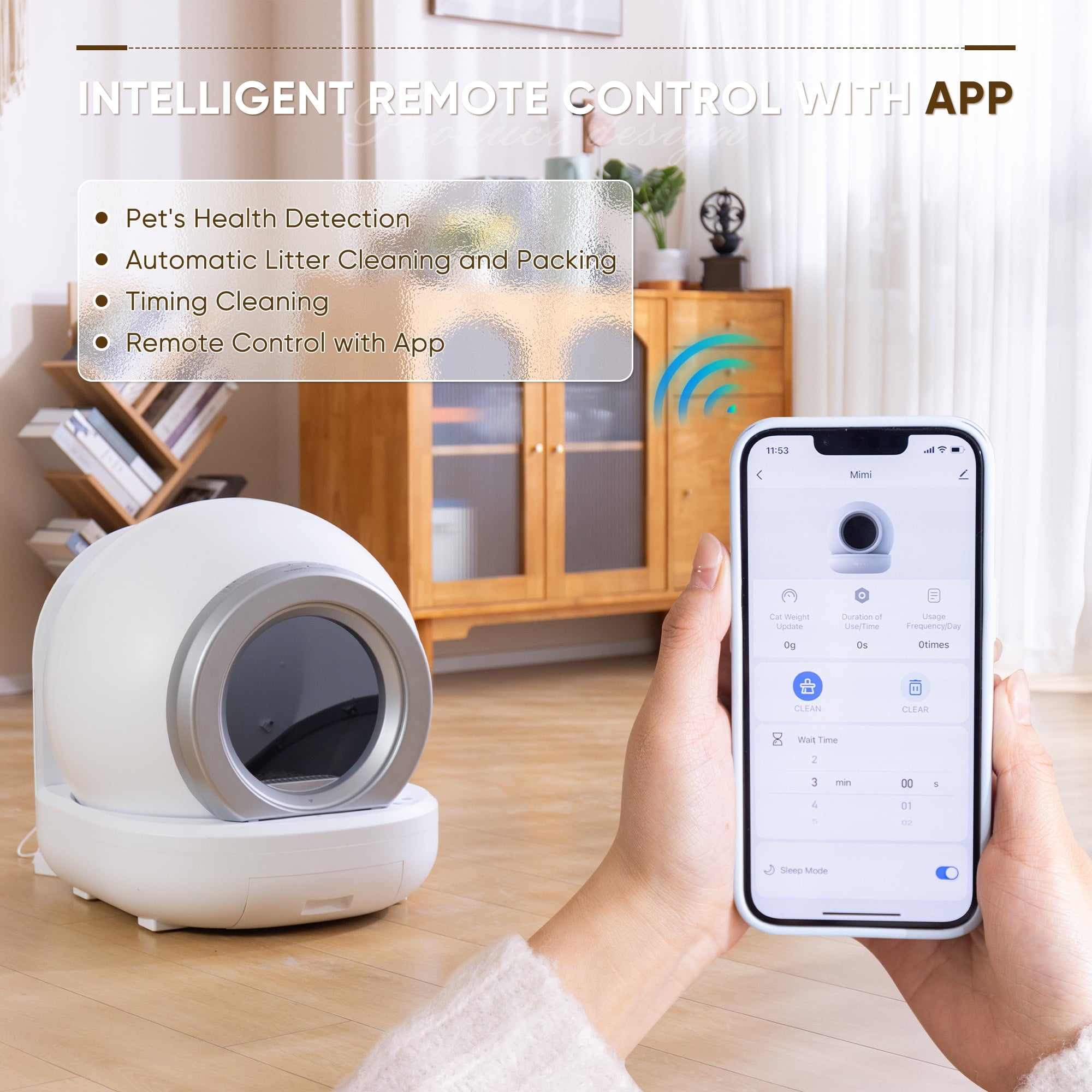 homall-shelf-katzenklo-selbstreinigend-wei-app image 5