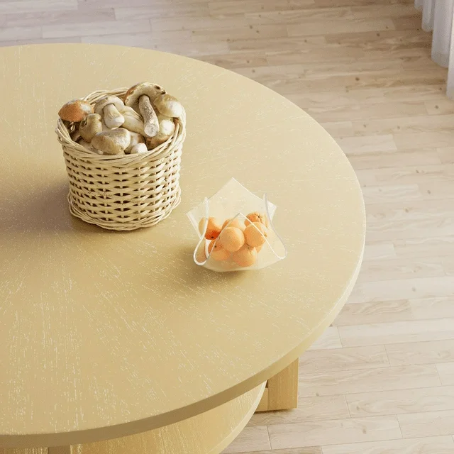 homall-couchtisch-rund-holz-braun-90cm-mit-ablage image 4