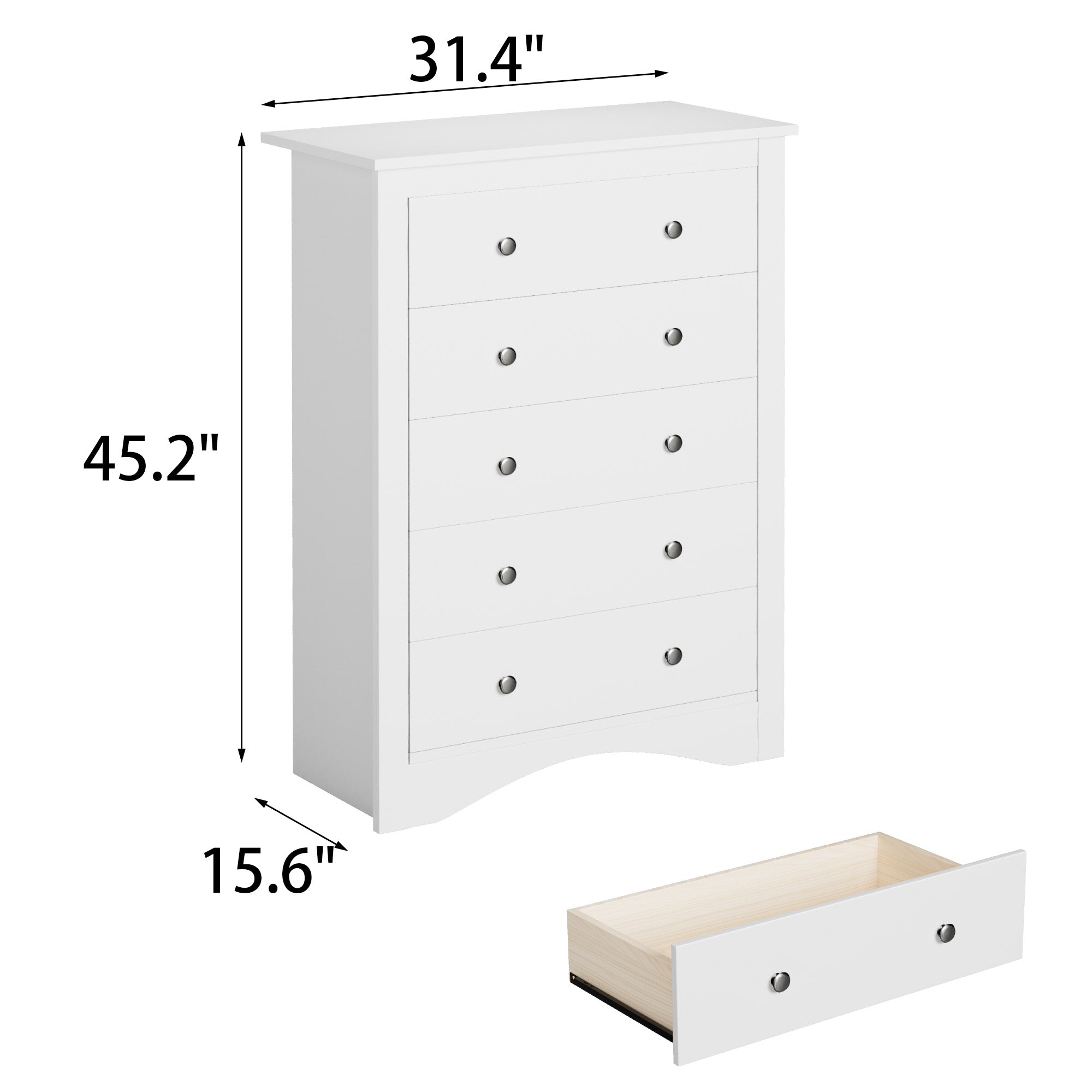 homall-bedroom-kommode-5-schubladen-wei-mit-kippschutz image 5