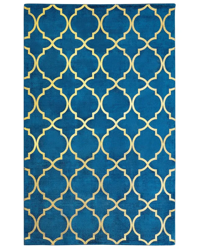 beliani-yelki-teppich-marineblau-gold-140x200-cm image 1