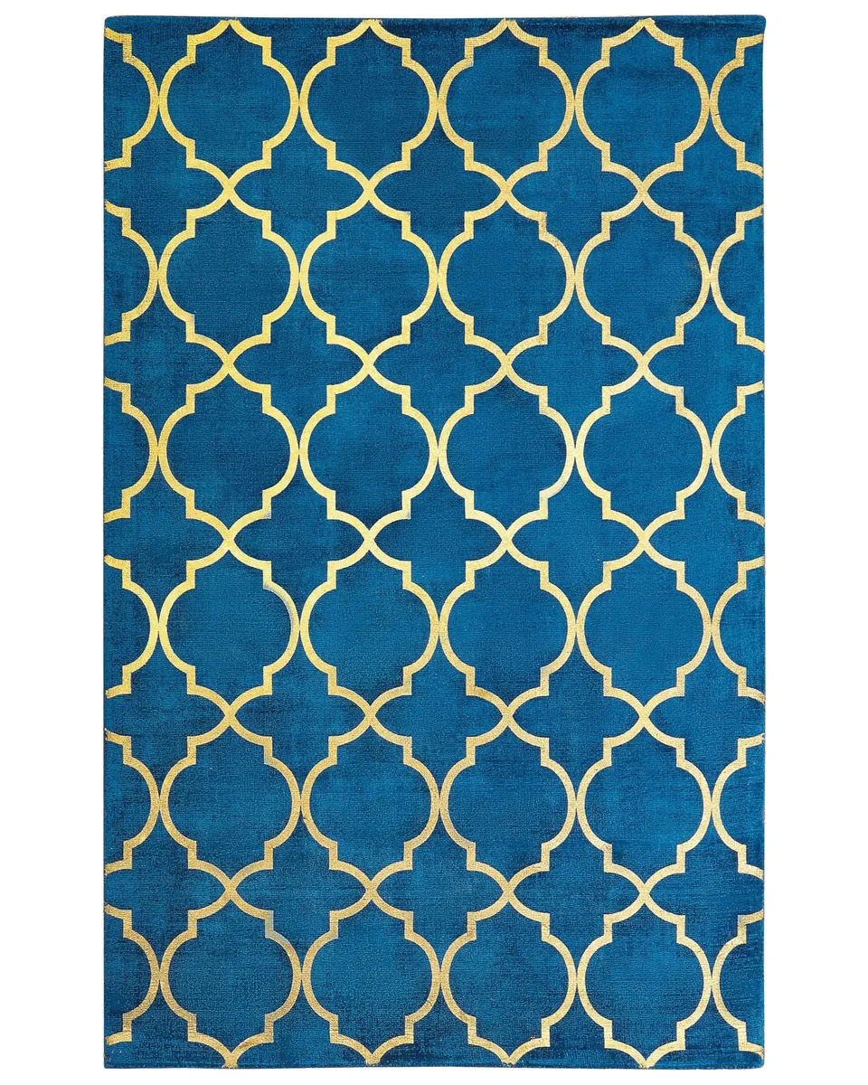 beliani-yelki-teppich-marineblau-gold-140x200-cm image 1