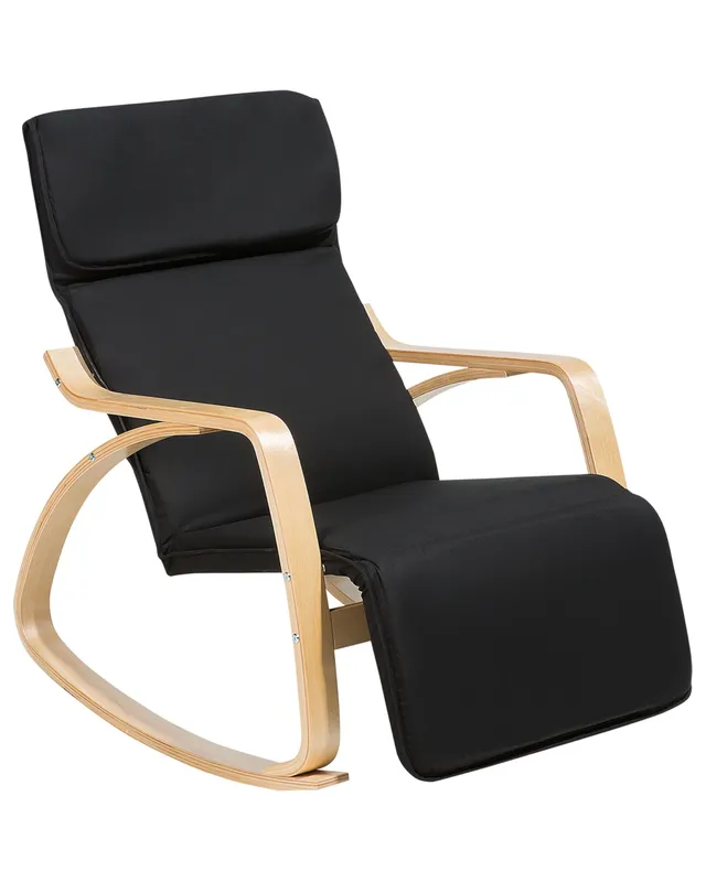 beliani-sessel-schaukelstuhl-schwarz-stoff-holz-fu-st-tze image 1