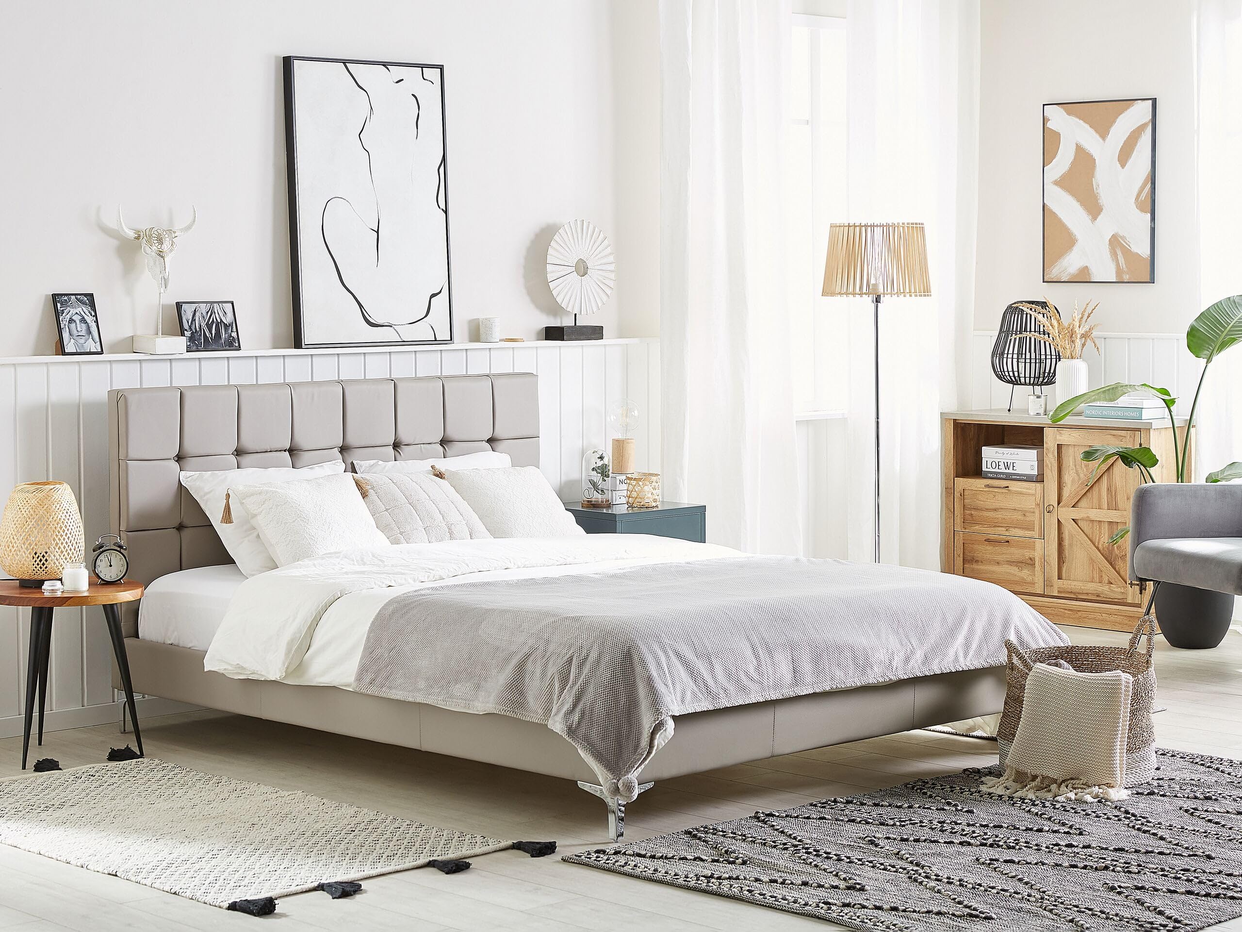 beliani-ambert-doppelbett-160x200-cm-grau-kunstleder-polsterbett image 2