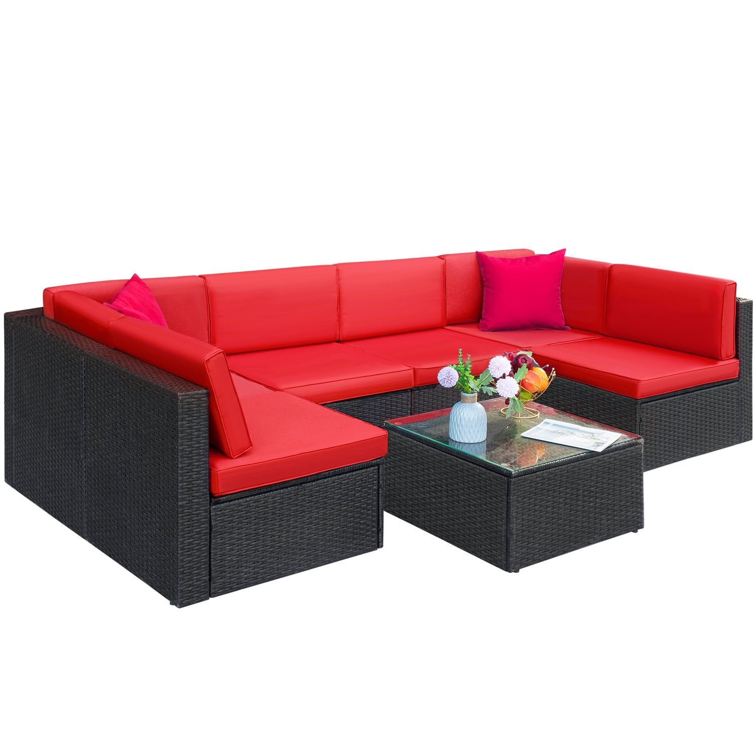 homall-patio-furniture-gartensofa-rot-7-teilig-rattan-lounge-set image 3