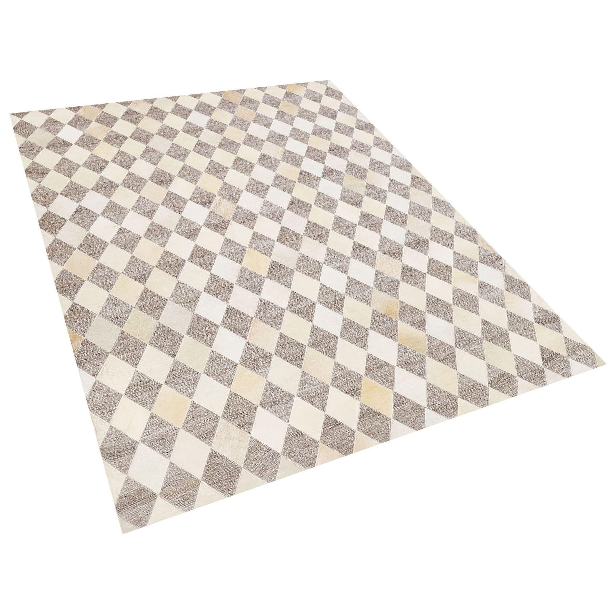 beliani-seslice-lederteppich-160x230-cm-beige-braun-karo image 4