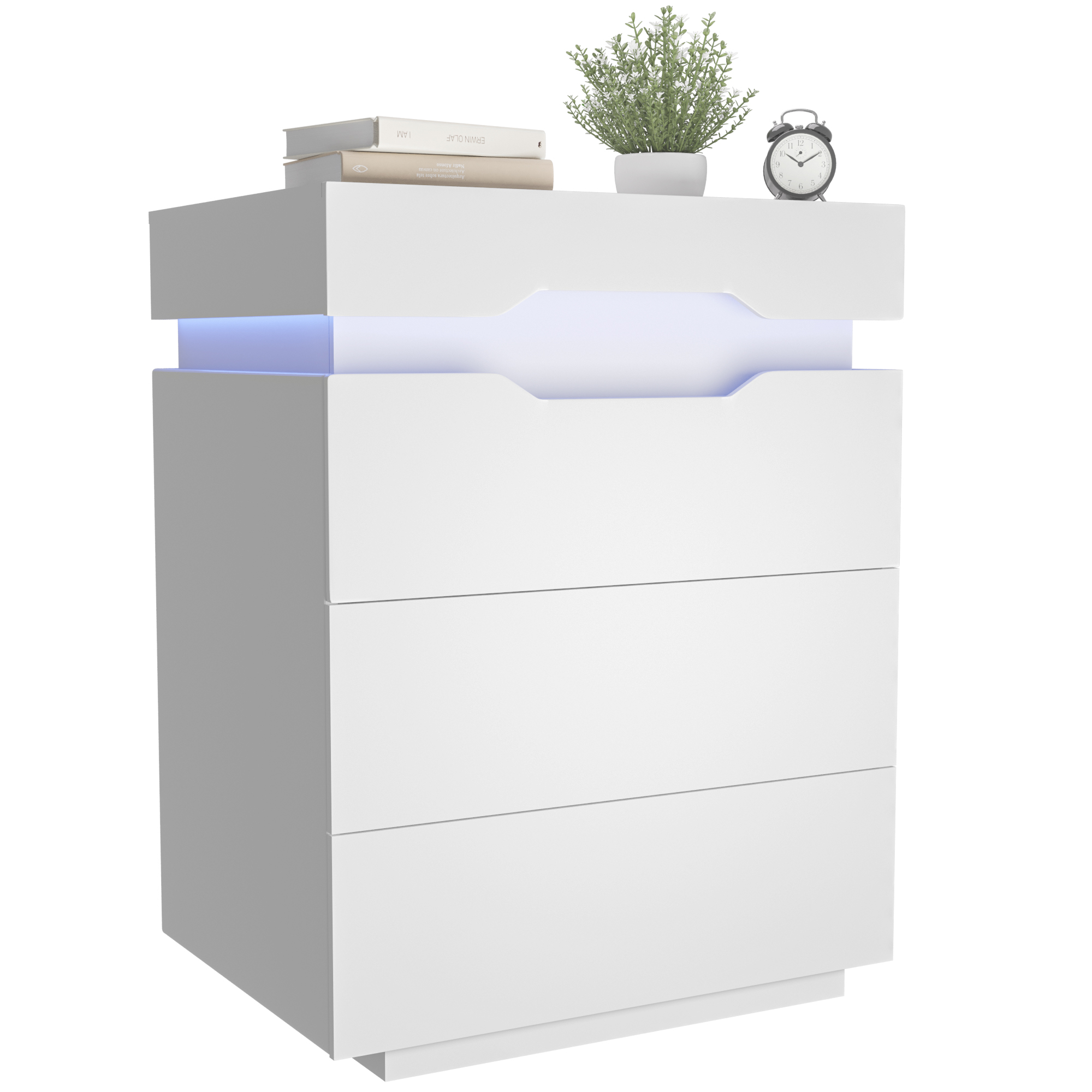 homall-bedroom-nachttisch-2-schubladen-led-schwarz-mit-usb image 1
