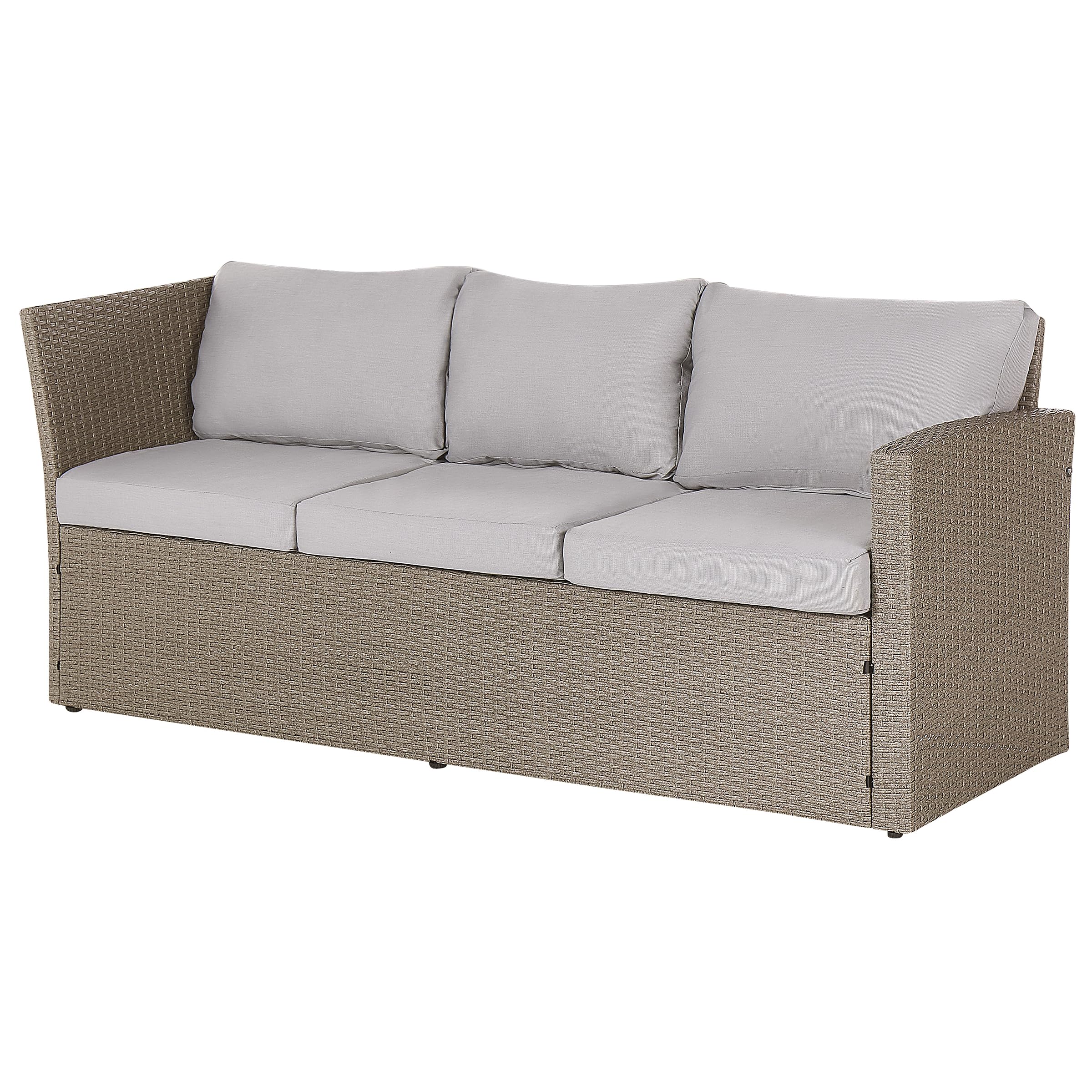 beliani-bardi-lounge-set-5-sitzer-taupe-polyrattan-graue-kissen image 7