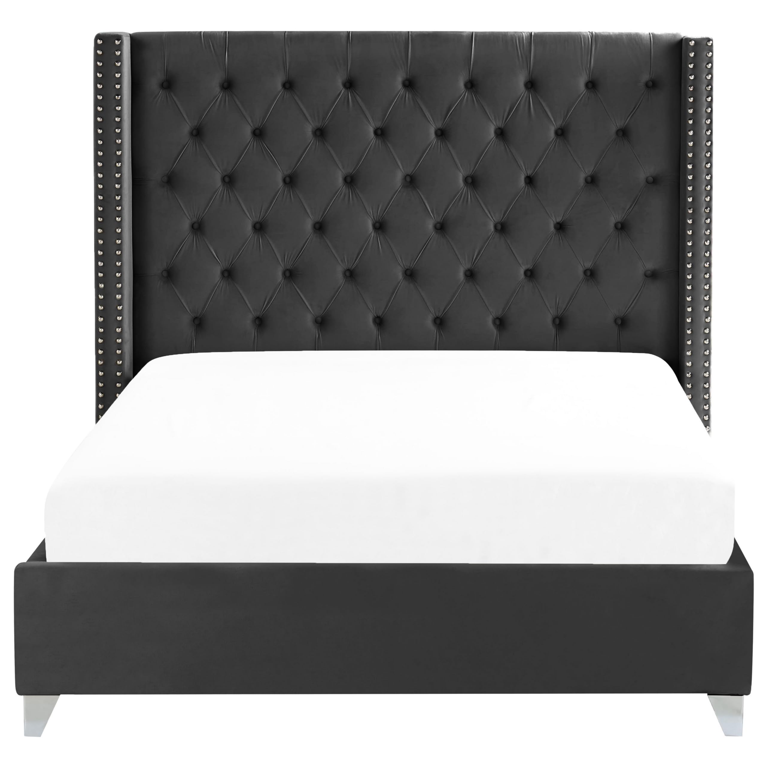 beliani-lubbon-samtbett-160x200-schwarz-chesterfield image 4