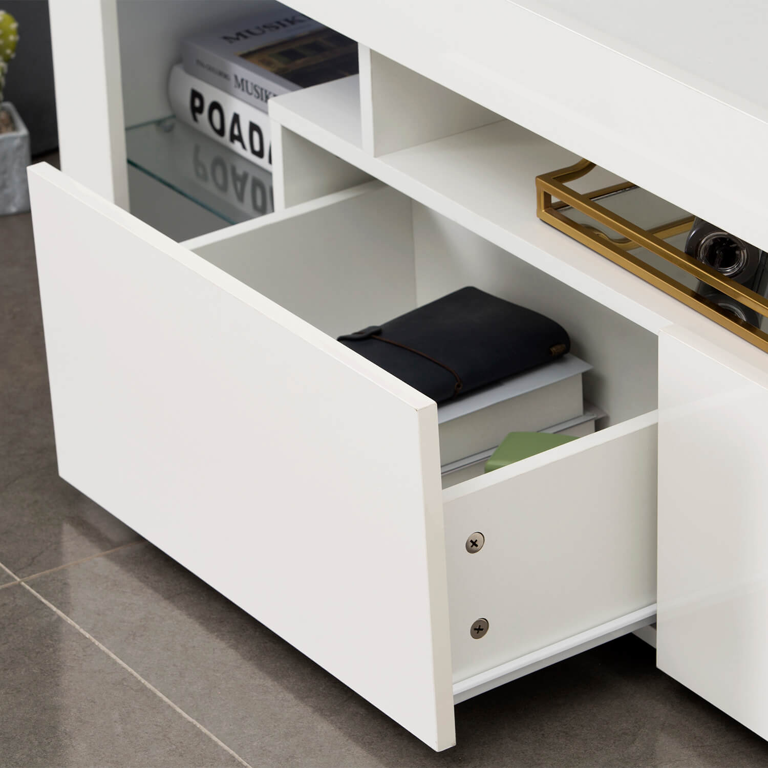 homall-tv-stand-lowboard-schwarz-63-zoll-led-fernsehschrank image 4