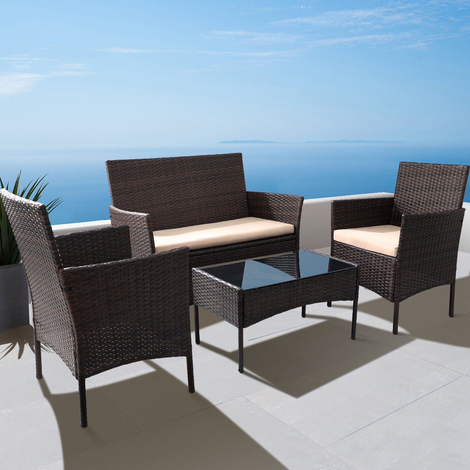 homall-patio-furniture-rattan-sitzgruppe-beige-4-teilig-mit-tisch image 3
