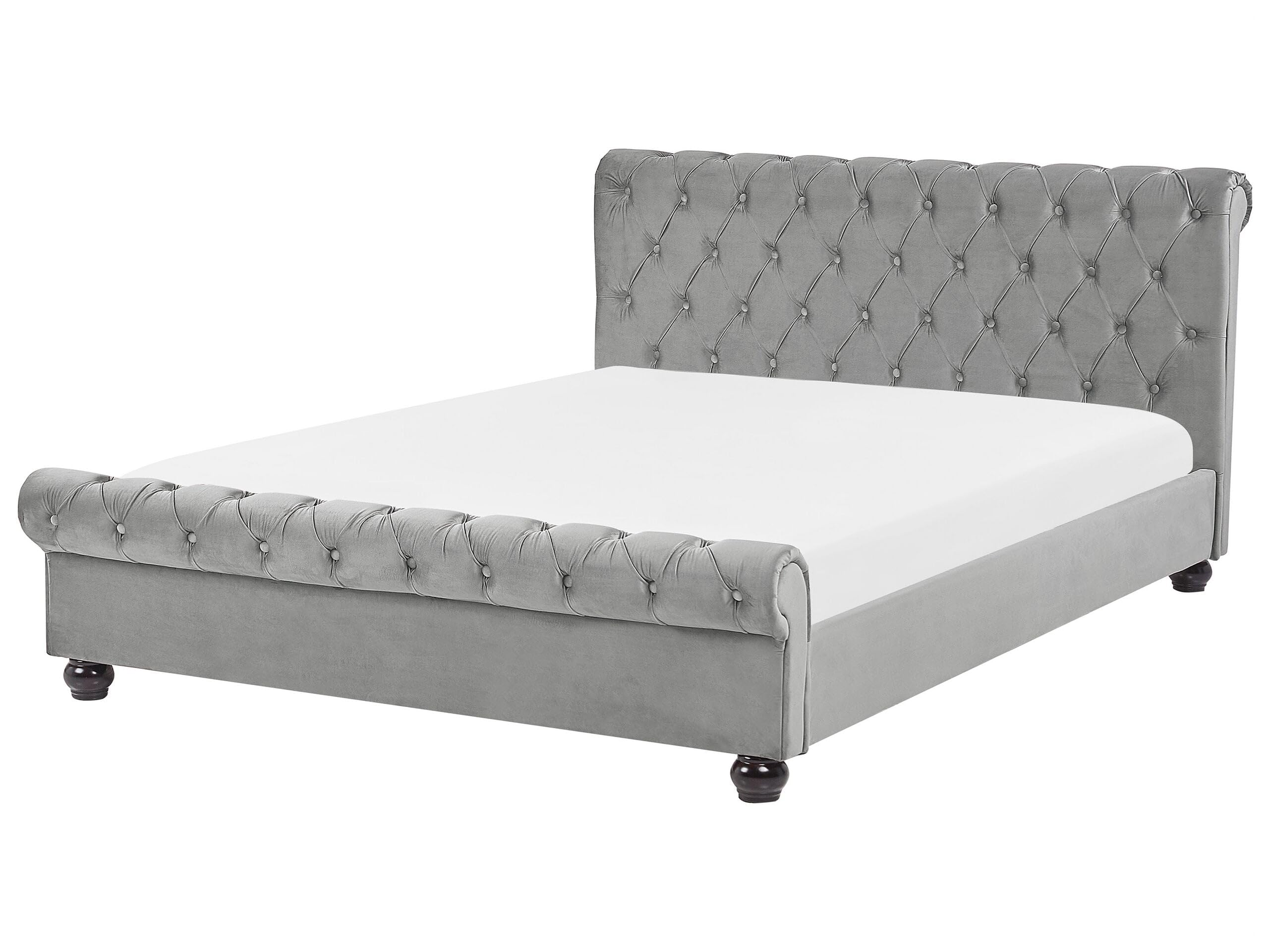 beliani-avallon-bett-160x200-hellgrau-samt-chesterfield image 1