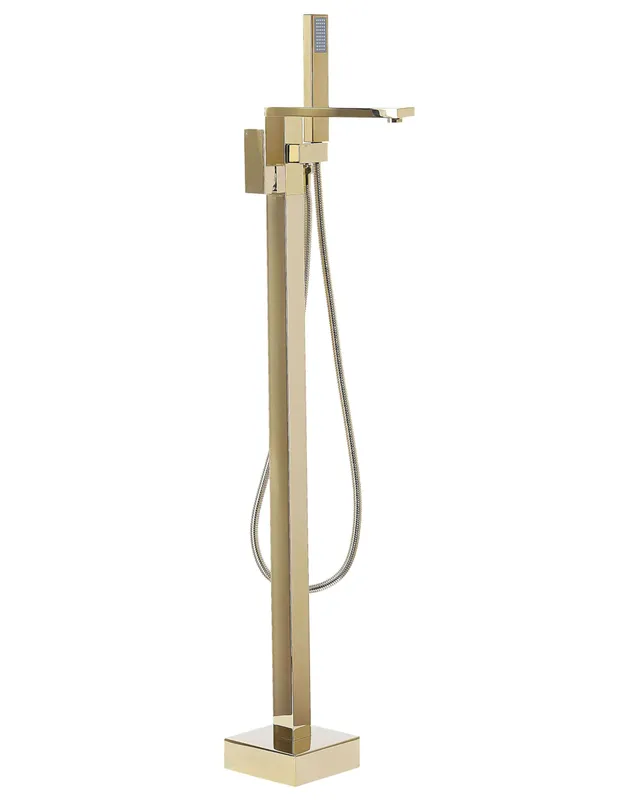 beliani-badewannenarmatur-freistehend-gold-messing-mit-brause image 1