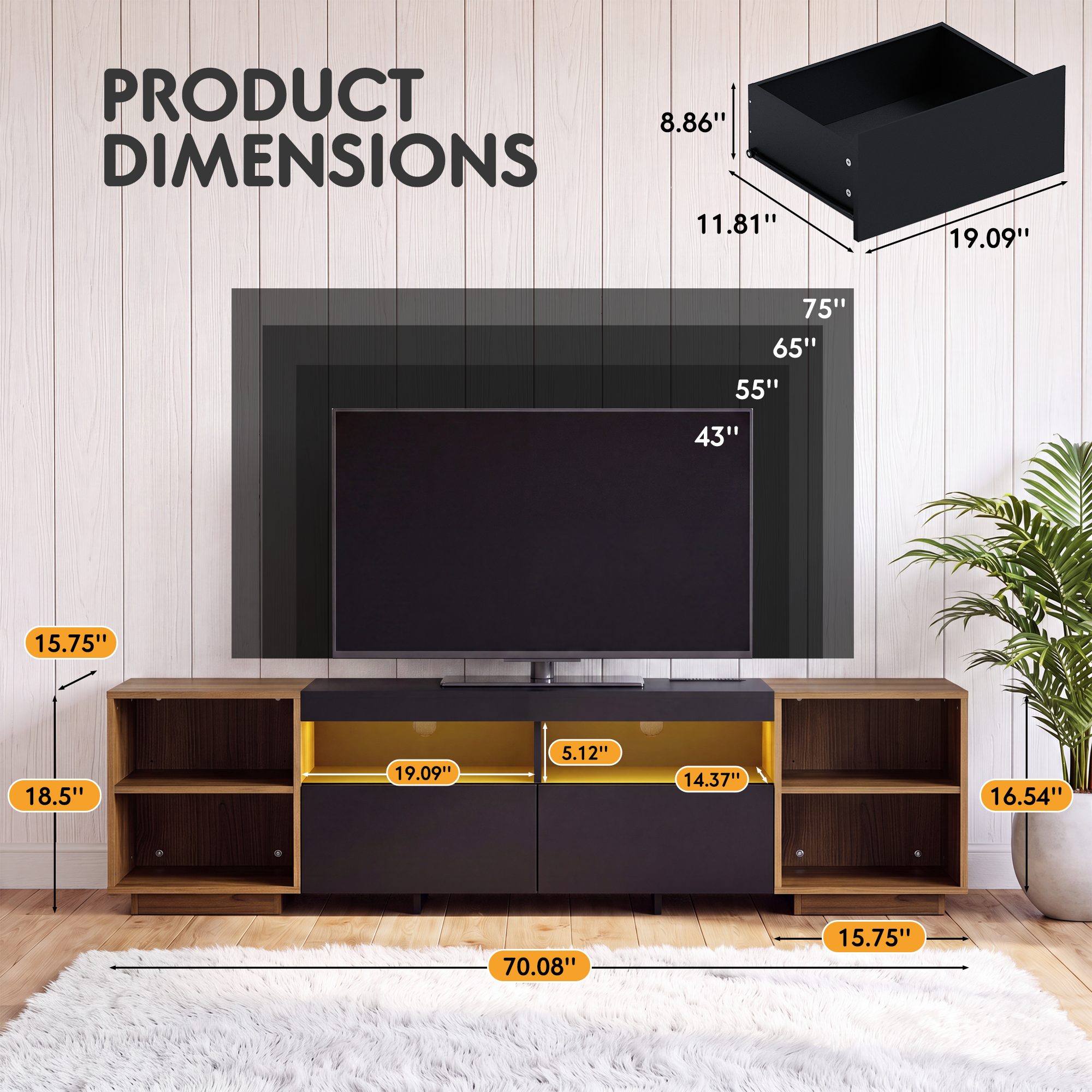 homall-tv-stand-lowboard-178-cm-f-r-75-zoll-mit-led-schwarz image 8