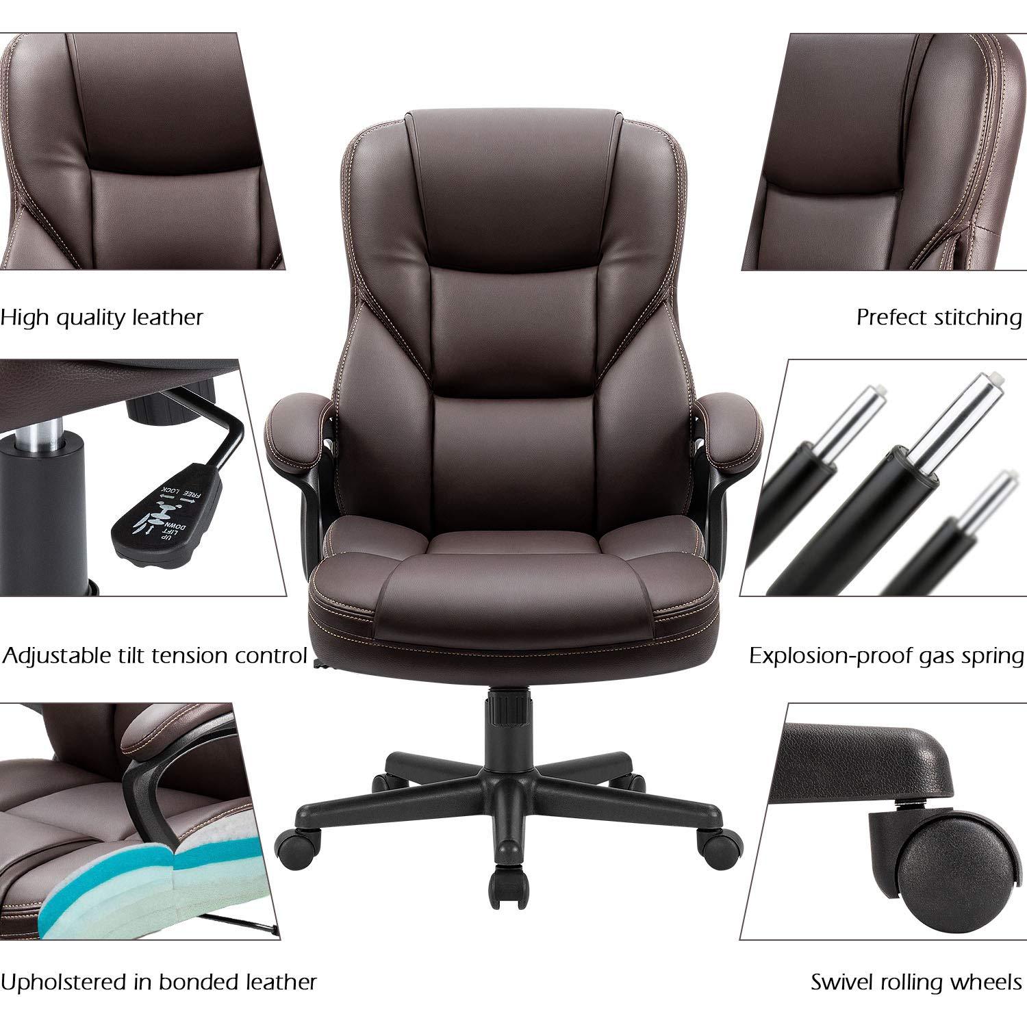 homall-office-leather-chair-b-rostuhl-schwarz-kunstleder-hochlehner-2 image 2