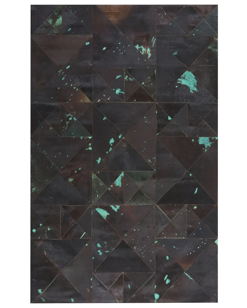 beliani-atalan-lederteppich-140x200-braun-blau-patchwork image 1