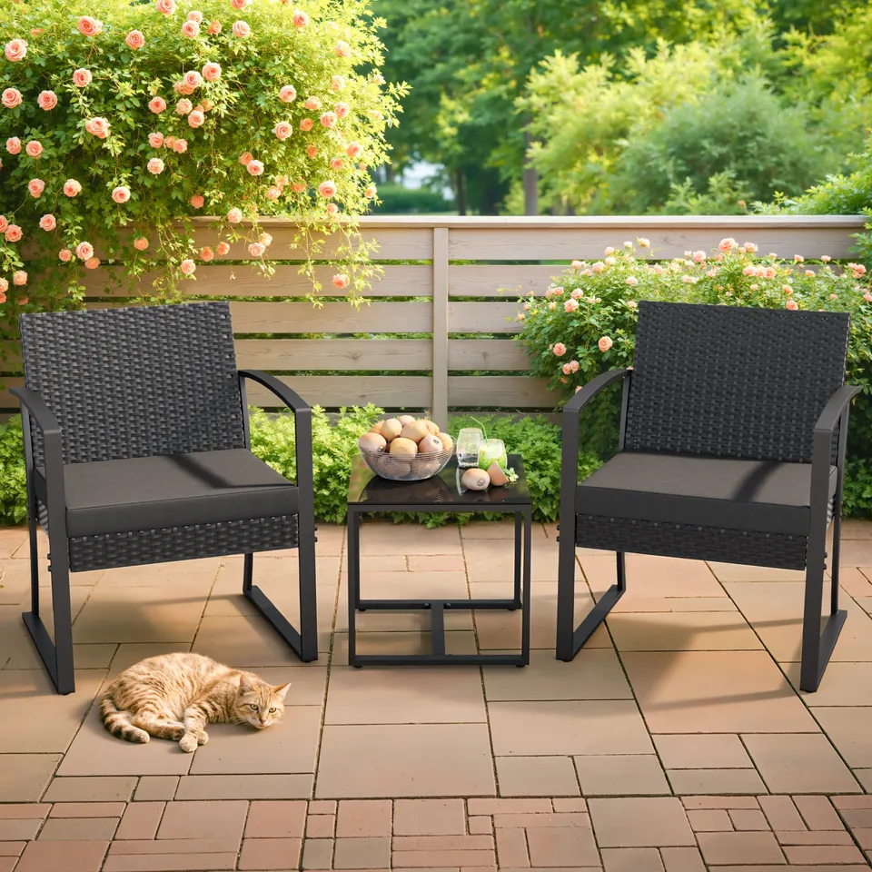 homall-patio-furniture-rattan-set-schwarz-3-teilig image 1