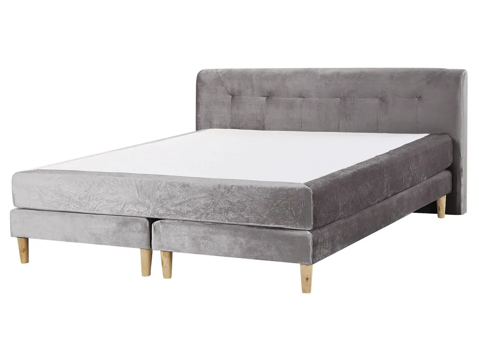 beliani-marquise-boxspringbett-160x200-samt-grau image 1